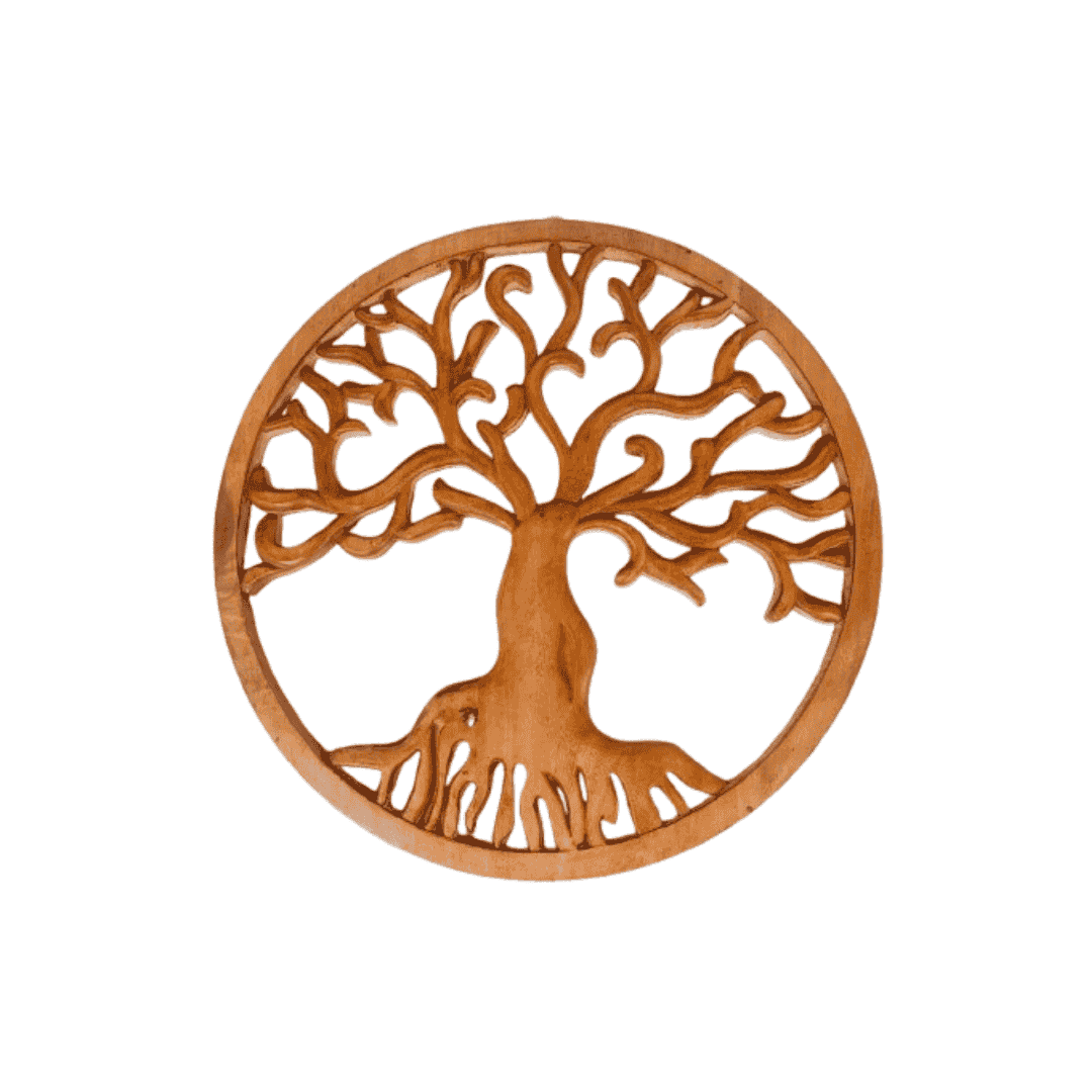 Plaque en bois arbre de vie sculpté-45cm